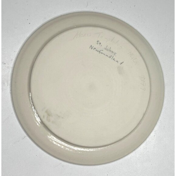 Alexis Templeton Newfoundland Glazed Ceramic Plate 6.5" Blue & White Handcrafted - Picture 3 of 7